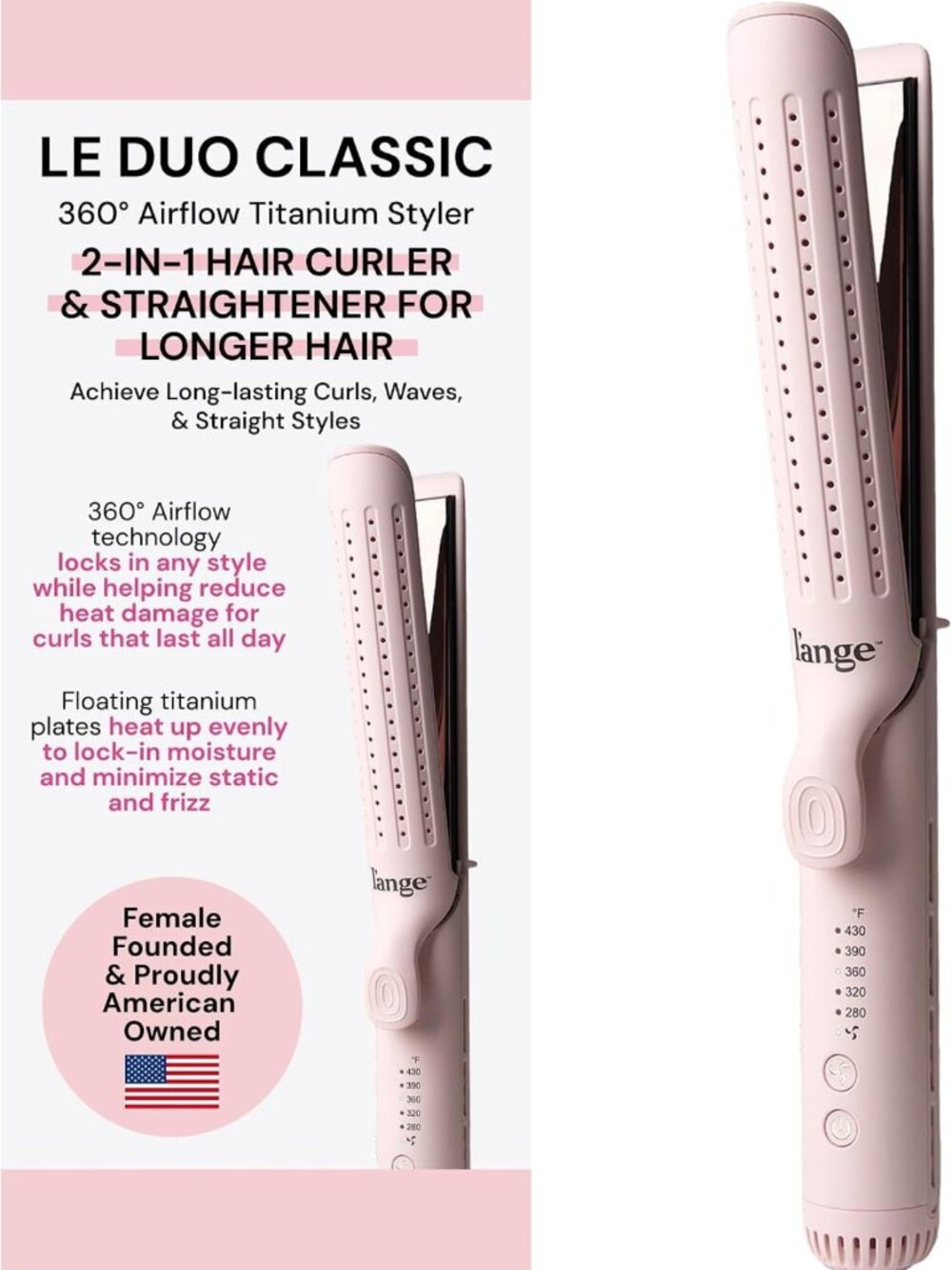 360° Airflow Styler | Curl & Straighten Tool | Snag-Free Titanium Plates